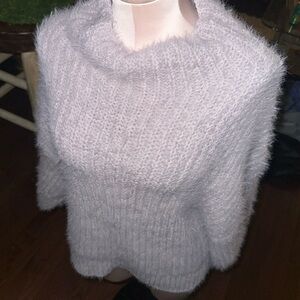 Express Light Gray Fuzzy Turtleneck Sweater